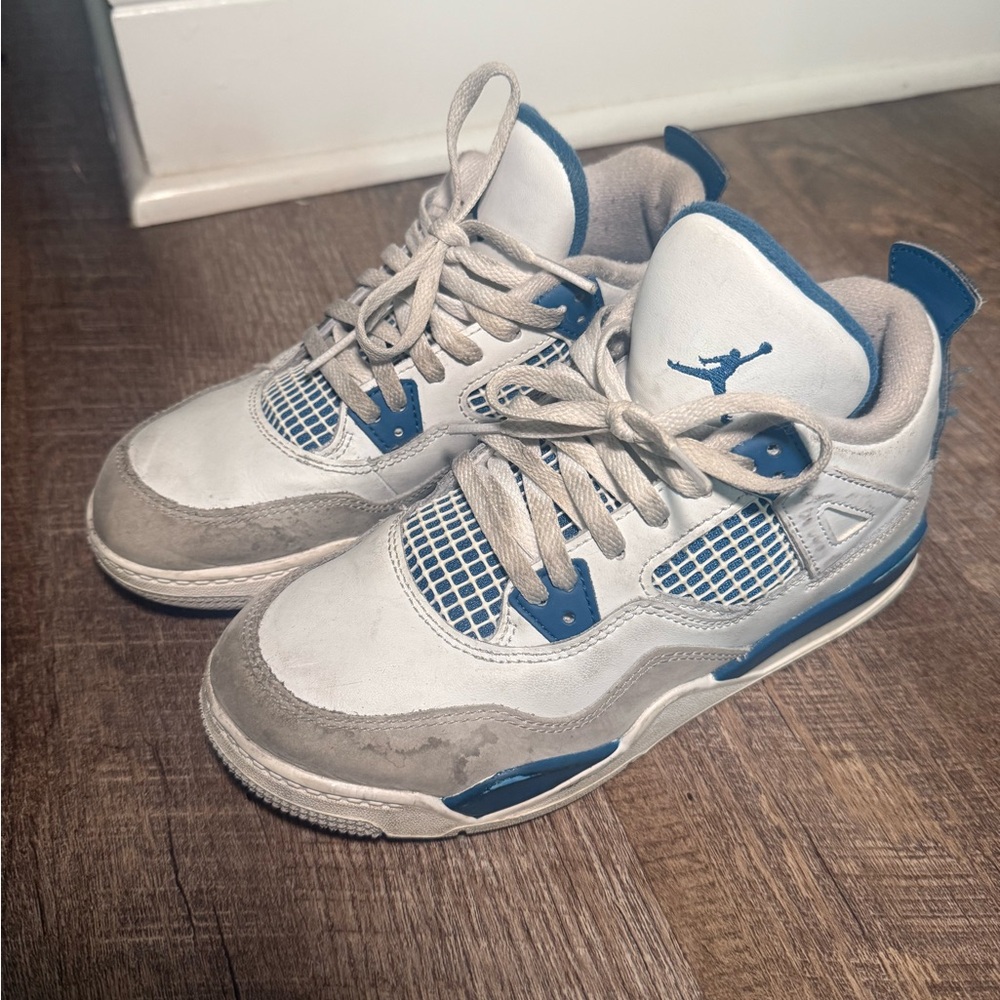 Jordan White and Blue Sneakers Classic Design